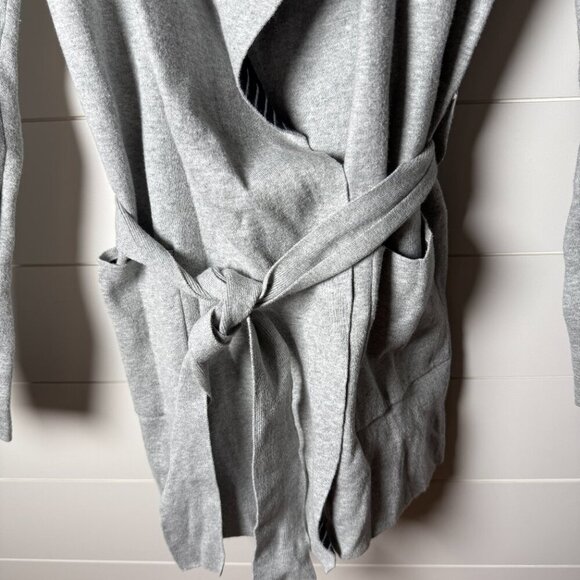Loft Cardigan Light Gray Sweater with Accent Interior Navy & White Stripe XS - Picture 8 of 12
